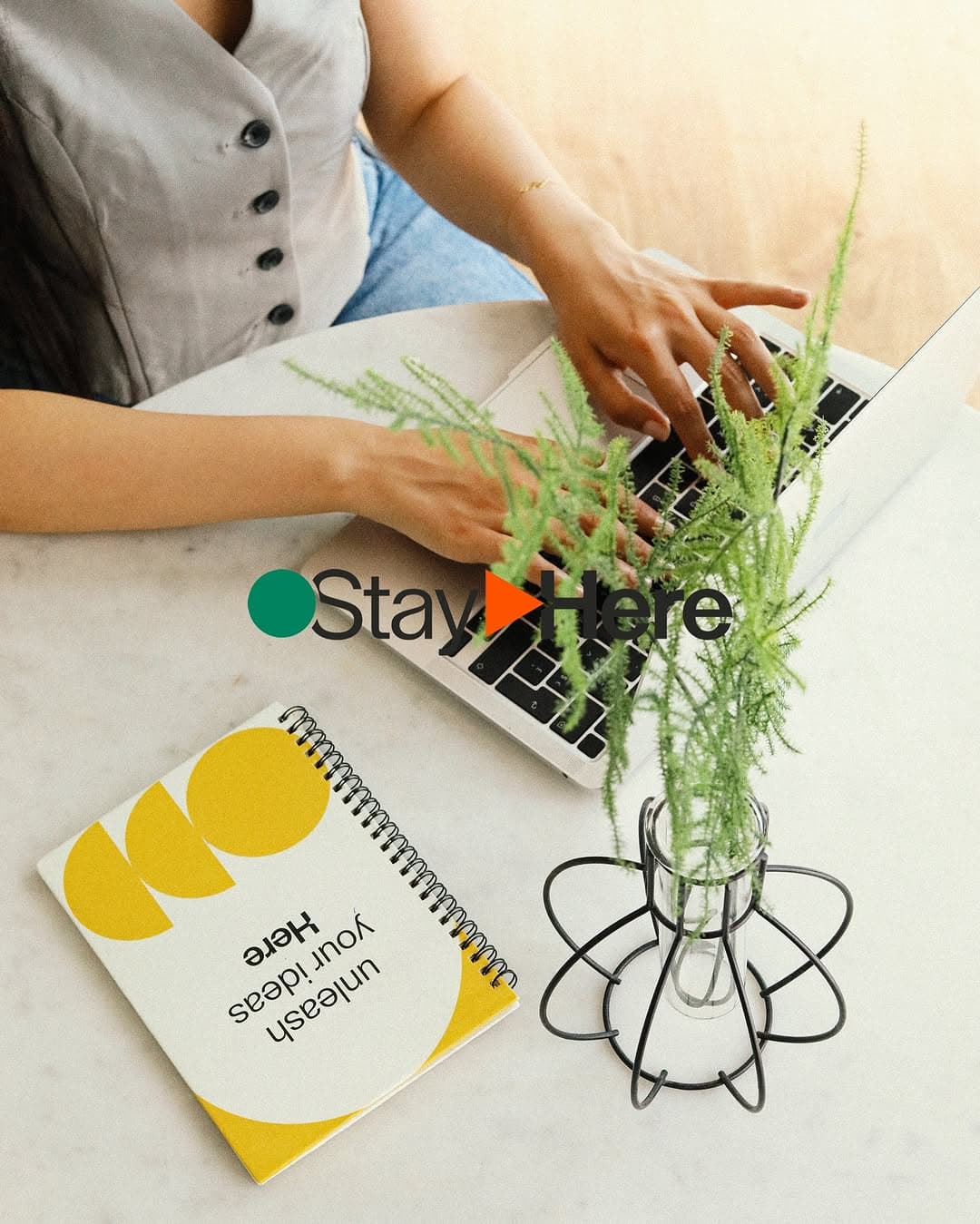 Working on laptop at StayHere